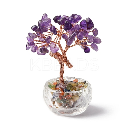 Natural Amethyst Chips Tree of Life Decorations DJEW-Q010-01G-1