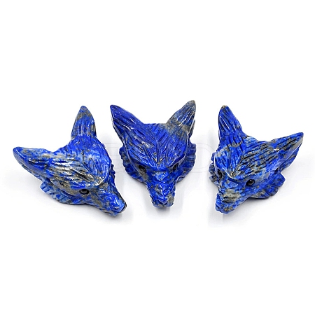 Natural Dyed Lapis Lazuli Carved Healing Wolf Head Figurines PW-WG39842-10-1