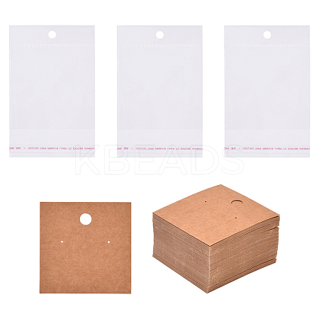 100Pcs Blank Kraft Paper Earring Display Cards CDIS-YW0001-23B-1