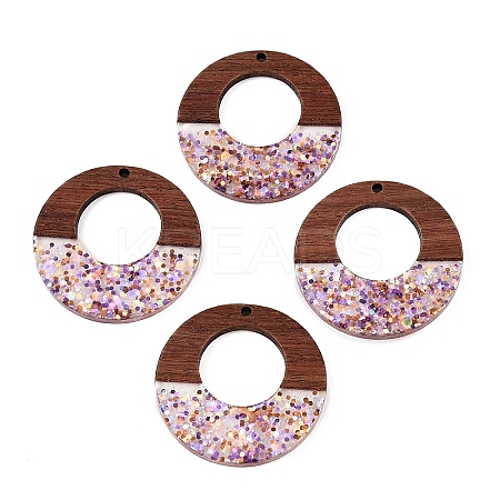 Epoxy Resin & Walnut Wood Pendants RESI-T057-09C-1