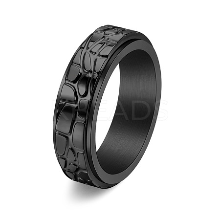 Textured Stainless Steel Rotating Finger Ring PW-WG29121-22-1