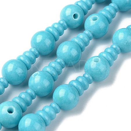 Natural White Jade 3-Hole Guru Bead Strands G-K149-45-1