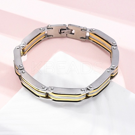 304 Stainless Steel Link Chain Bracelets for Women Men BJEW-R018-09GP-1