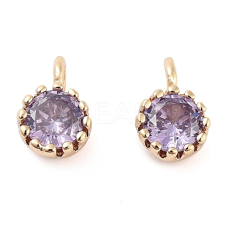 Brass Micro Pave Cubic Zirconia Charms KK-U028-19G-03-1