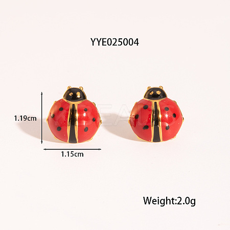 Ladybug 304 Stainless Steel Enamel Stud Earring for Women ZG3114-2-1
