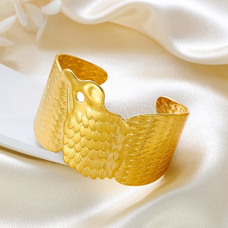 Summer 304 Stainless Steel Wide Cuff Bangles for Women Men BJEW-F511-01G-1