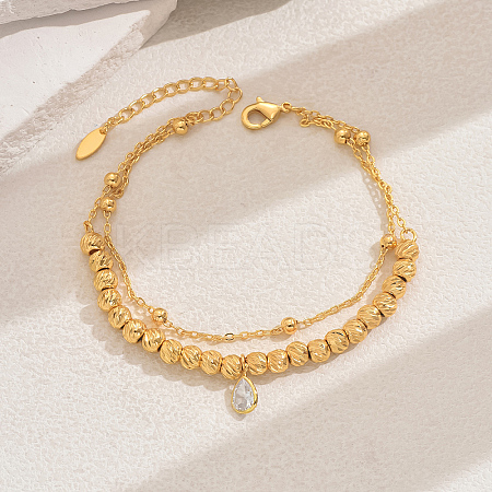 Brass Micro Pave Cubic Zirconia Milti-strand Breacelets BH3683-2-1