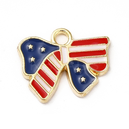 American Flag Style Alloy Enamel Pendants ENAM-M046-09G-1