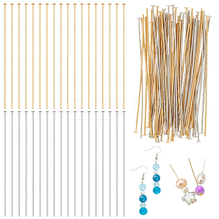 120Pcs 2 Colors Brass Flat Head Pins FIND-BC0019-23-1