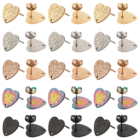 30Pcs 5 Colors Ion Plating(IP) 304 Stainless Steel Stud Earring Findings EJEW-UN0001-66-1