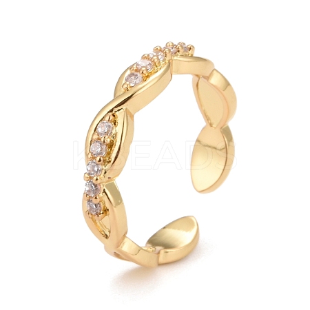 Clear Cubic Zirconia Horse Eye Cuff Rings KK-Z023-06G-1
