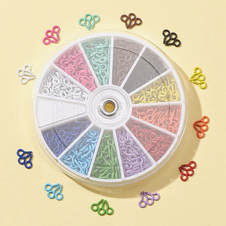 600Pcs 12 Colors Spray Painted Iron Screw Eye Pin Peg Bails IFIN-FS0001-15-1