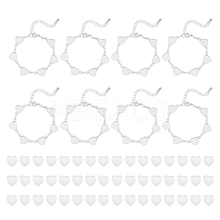 Heart 304 Stainless Steel Cabochon Setting Bracelets BJEW-AB00011-1