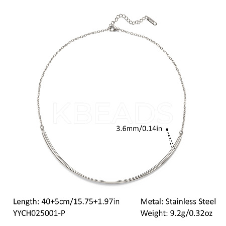 Minimalist 304 Stainless Steel Curved Stick Choker Necklaces for Women KY3347-2-1