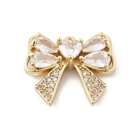 Brass Micro Pave Clear Cubic Zirconia Pendants KK-K371-29C-G-1