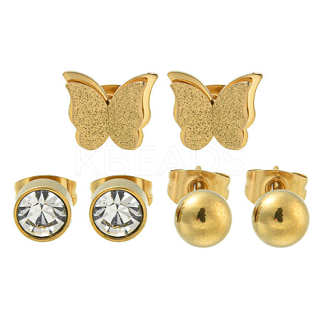Ion Plating(IP) 304 Stainless Steel Stud Earrings EJEW-G400-38G-1