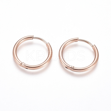Ion Plating(IP) 304 Stainless Steel Huggie Hoop Earrings EJEW-F111A-19mm-RG-1