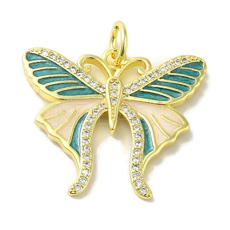 Brass Enamel Micro Pave Cubic Zirconia Pendants KK-Z042-09G-02-1