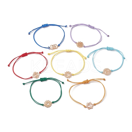 7Pcs 7 Style Alloy Chakra Link Bracelets Set BJEW-JB10017-1