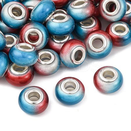 Two Tone Opaque Resin Rondelle European Beads RESI-Z046-02C-1