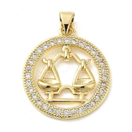 Rack Plating Brass Micro Pave Cubic Zirconia Pendants KK-P241-01G-1