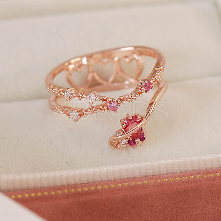 Adjustable Brass Micro Pave Cubic Zirconia Open Cuff Rings for Women LS-EC9353-25-1