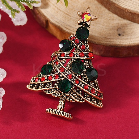 Christmas Theme Zinc Alloy Rhinestone Brooches for Backpack Clothes LS-LK8386-10-1