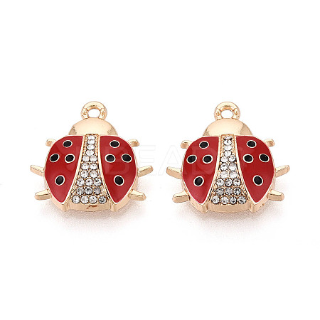 Rack Plating Alloy & Rhinestone & Enamel Pendants ENAM-T024-02A-G-1