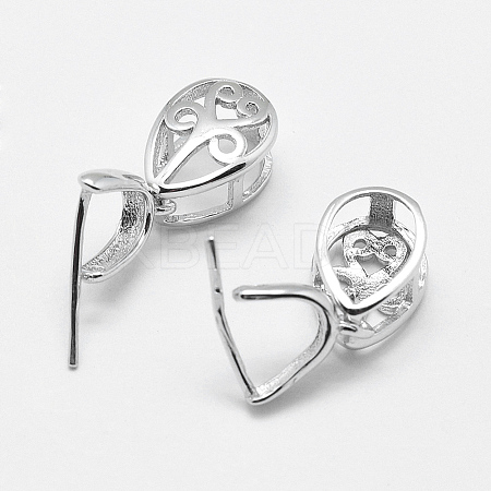 Anti-Tarnish Rhodium Plated 925 Sterling Silver Pendant Bails STER-E050-36P-A-1