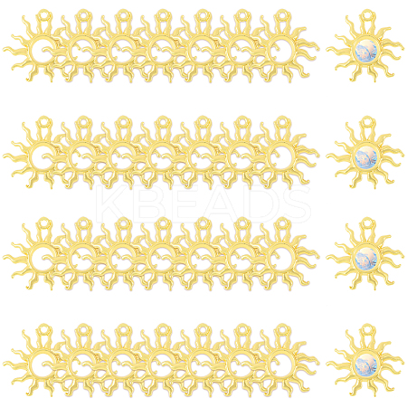 40Pcs Rack Plating Alloy Open Back Bezel Pendants FIND-CA0008-76-1
