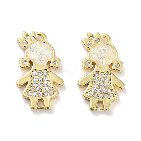 Brass Micro Pave Clear Cubic Zirconia Pendants KK-L213-043G-02-1