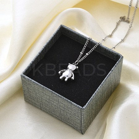 304 Stainless Steel Pendant Necklace NJEW-K255-22P-1