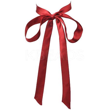 2Pcs Ribbon Long Bow Tie for Women AJEW-SP0003-50B-1