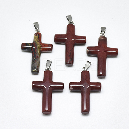 Natural Red Rainbow Jasper Pendants G-T122-18P-1