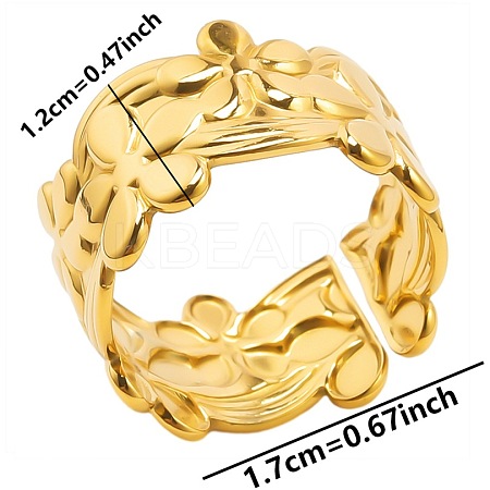 Minimalist Flower 304 Stainless Steel Cuff Rings RS4227-2-1
