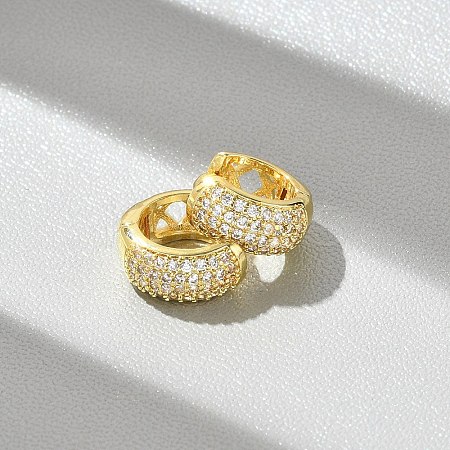 Brass Micro Pave Cubic Zirconia Hoop Earrings EJEW-D311-078G-1