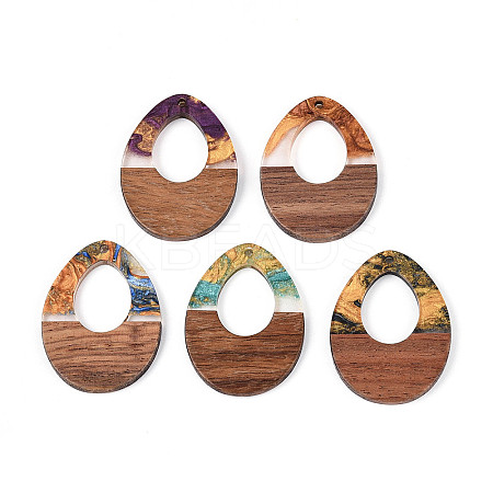 Opaque Resin & Walnut Wood Pendants RESI-T060-47M-1