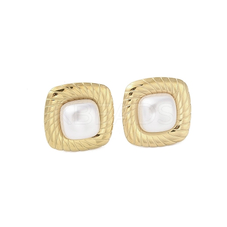 316 Surgical Stainless Steel & CCB Imitation Pearl Stud Earrings for Women STAS-B063-03G-03-1