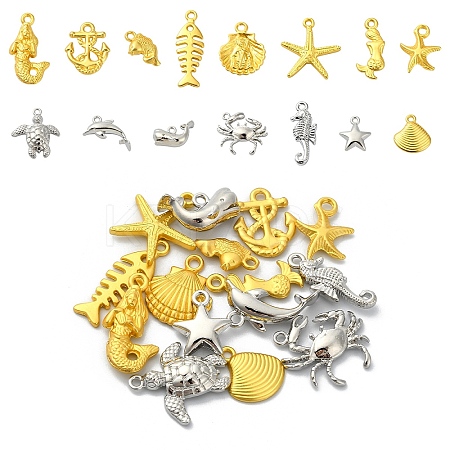 15Pcs 15 Styles Ocean Theme Alloy Pendants FIND-YW0005-11-1