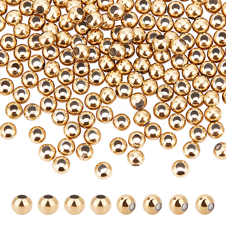 200Pcs Round PVD Vacuum Plating 304 Stainless Steel Beads STAS-UN0029-49-1