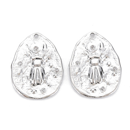Brass Micro Pave Clear Cubic Zirconia Pendants KK-S356-538P-NF-1