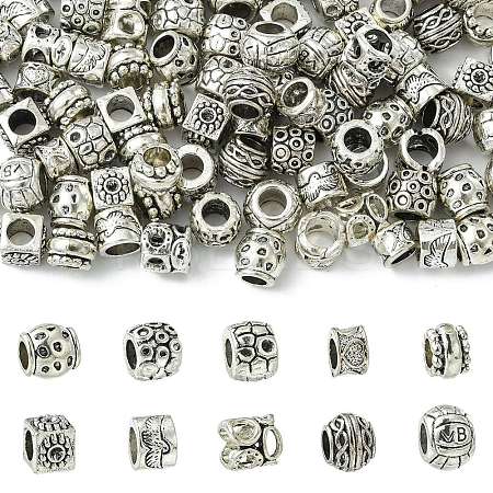100Pcs 10 Styles Tibetan Style Alloy European Beads FIND-CJ0003-72-1