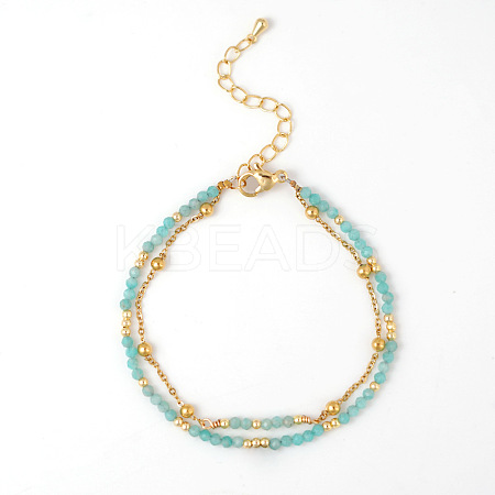 Bohemian Style Natural Amazonite Beads Double-strand Bracelets IB4334-4-1
