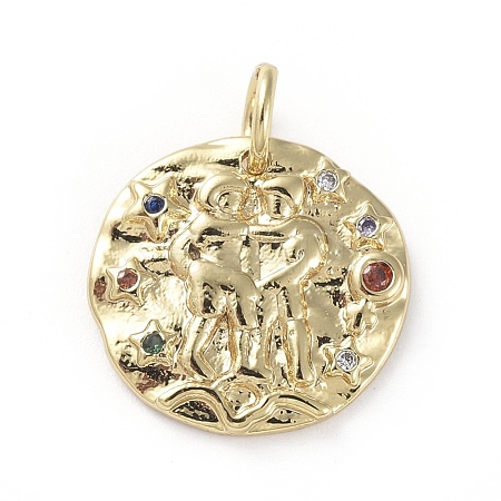 Brass Micro Pave Cubic Zirconia Pendants ZIRC-G157-03A-01G-1