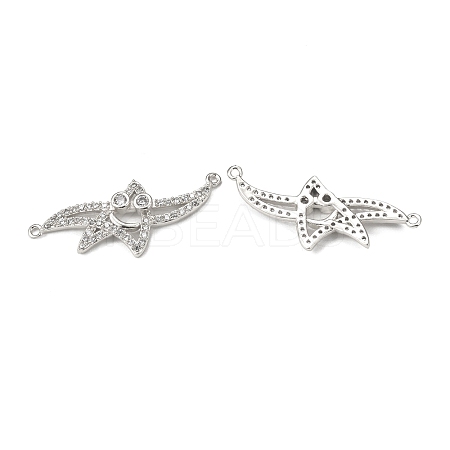 Brass Pave Clear Cubic Zirconia Connector Charms KK-E068-VB381-1