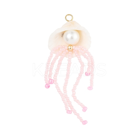 Natural Shell & Glass Pearl Big Pendants PALLOY-FS00031-1