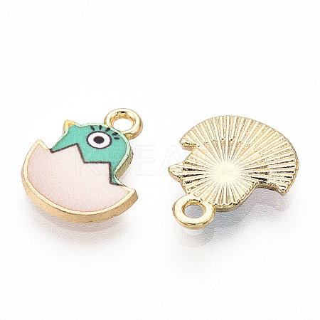 Printed Light Gold Tone Alloy Pendants ENAM-N056-204B-1