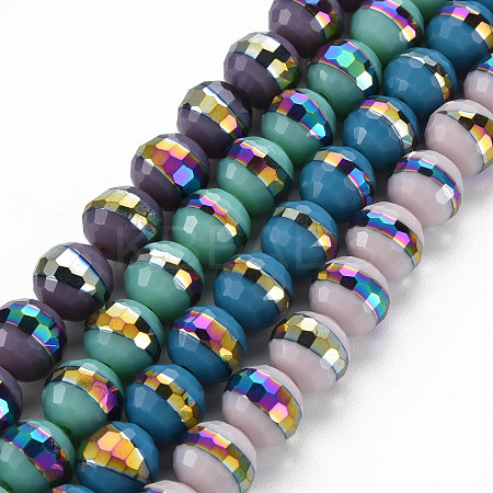 Electroplate Opaque Solid Color Glass Beads Strands EGLA-N006-031-B-1