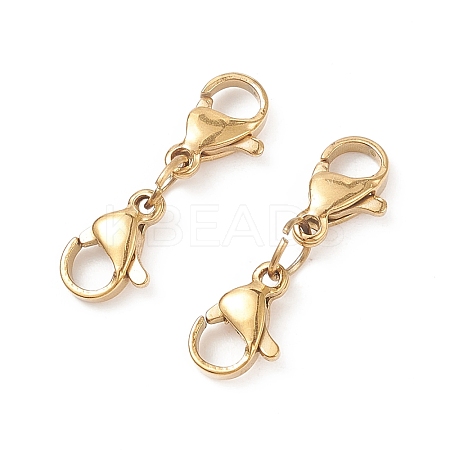 304 Stainless Steel Double Lobster Claw Clasps STAS-E163-57G-F-1