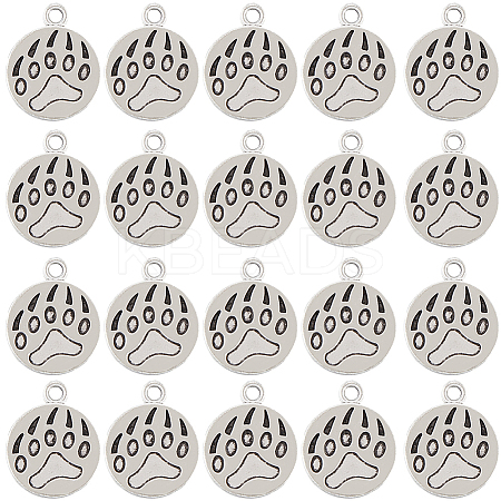 SUNNYCLUE 80Pcs Dog Paw Print Tibetan Style Alloy Pendant Enamel Settings TIBEP-SC0002-72-1